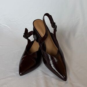 Old Navy Burgundy Patent Slingback Block Heel — Size 8